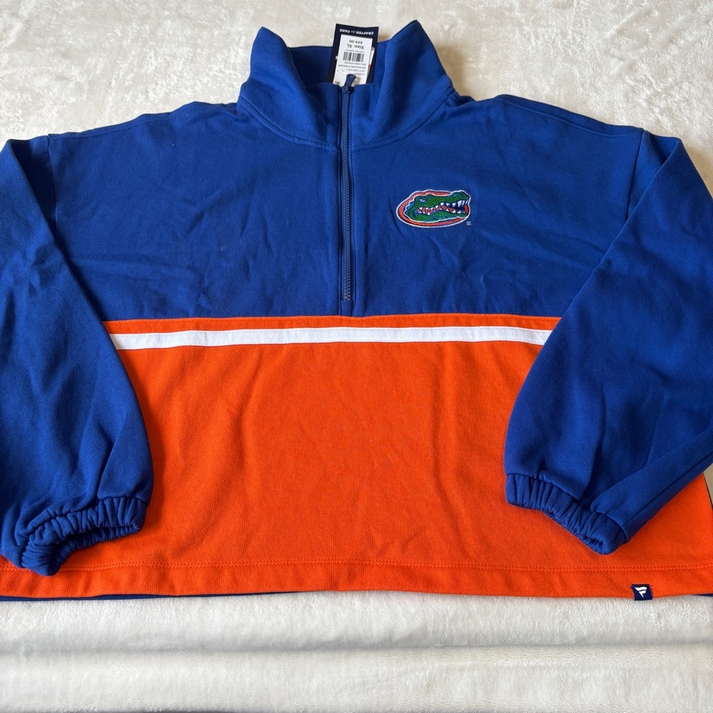 Fanatics Florida Gators Fleece Half Zip Jacket Women's Size XL Blue & Orange